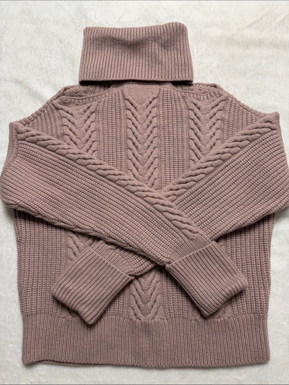 PAIGE Dusty Mauve Cable Knit Open shoulders Turtleneck Sweater